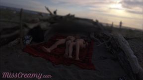 Strangers Caught My Wife Touching and Masturbating My Cock on a Nude Beach with Cumshot