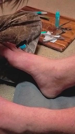 Melody Gives Her Master a Pedicure