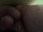 Chubby dad rides a fat ribbed butt plug