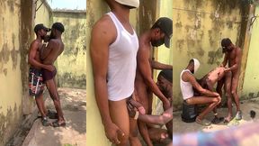 my step uncles and his friend fuck me inside the open compound