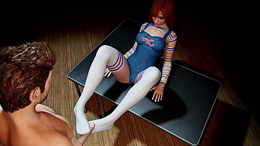 Long Socks Footjob with Gender Bender Chucky