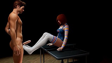 Long Socks Footjob with Gender Bender Chucky