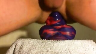 amateur Anal sex toy fun with flint the bad dragon !