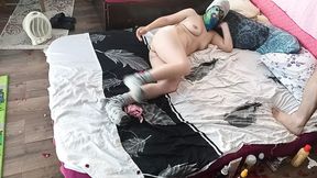 Amateur wife blows me one until I  Sensual massage of a hot couple with oil on the body  Foreplay in the bedroom with a