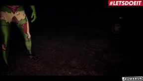 Lullu Gun Gets Wild in the Backseat with Masked Men for a Halloween Threesome Adventure