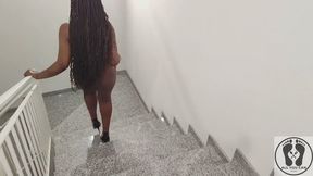 WALKING AROUND THE NIGHBORHOOD WITH FACIAL CUM WALKER NUDITY