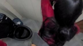 Mexican teen gets fucked in school bathroom POV