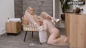 Interracial FFM Threesome... Thick Blonde and Brunette Share BBC