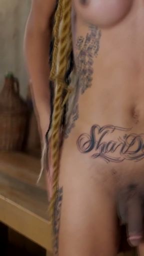 BLACK-TGIRLS: Shar'Daysha's Sticky Cumshot   Clip 1