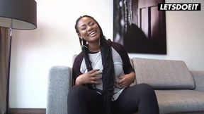 Ebony Goddess Engages in Steamy Encounter with Interviewer
