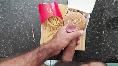 Smoking a joint, I jerked off and came on my McDonald's Big Mac