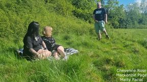 Lesbian couple films themselves in the nature