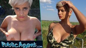 Public Sex - Verrückte MILF mit dicken Titten gibt saftigen Blowjob und fickt in der Öffentlichkeit