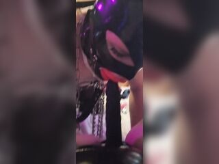 Vibrator Plugged Hooded Sissy Sucking Ding-dong and Eating Out Mastix