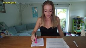 lola leda pissing her tight pants at work behind counter