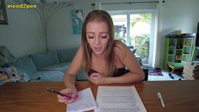 lola leda pissing her tight pants at work behind counter