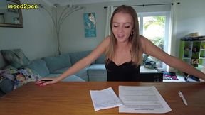 lola leda pissing her tight pants at work behind counter