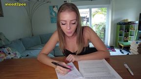lola leda pissing her tight pants at work behind counter
