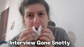 Snotty Nose Blow and Sneezing During Job Interview – Congestion, Runny Nose, Messy Blows, Embarrassing Mucus Fetish Clip
