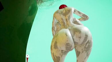 Gaming sex bot strips shaking ass in 3D RTX porno you watch her huge tits jiggle