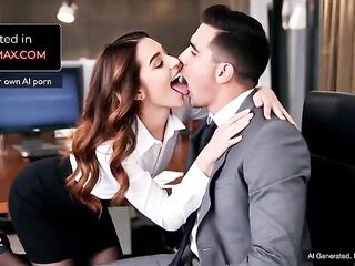 AI Gen woman in office using nylons and mini skirts gets screwed by coworker boss in the workspace - this babe seduces the chap and then they have a fun a fleshly sex session