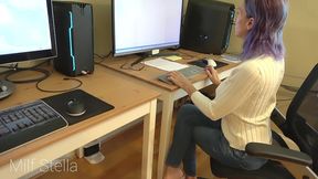sexy office worker teases you with her perfect whale tail thong ass