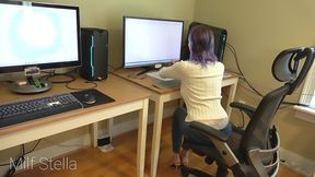 sexy office worker teases you with her perfect whale tail thong ass