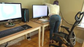 sexy office worker teases you with her perfect whale tail thong ass