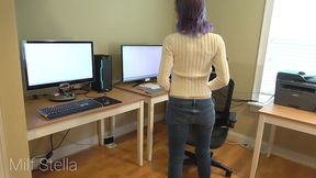 sexy office worker teases you with her perfect whale tail thong ass
