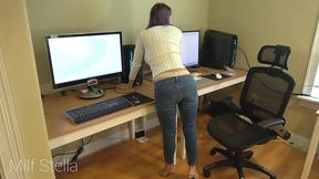 sexy office worker teases you with her perfect whale tail thong ass