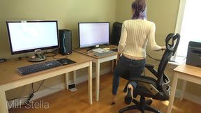 sexy office worker teases you with her perfect whale tail thong ass