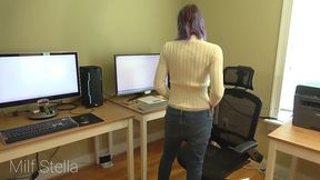 sexy office worker teases you with her perfect whale tail thong ass