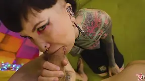 Goth Queen Teases Tiny Tits & Nipples Then Takes Rough Doggy, Dripping Facial Cumshot