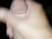 Horny guy is cumming into glas of water
