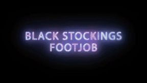 Black Stockings Footjob