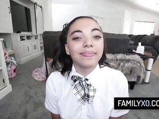 Excited black stepdaughter entice and screw with her stepdad - Zerella Skies