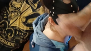 Sloppy Catmask Blowjob with huge Cumshot