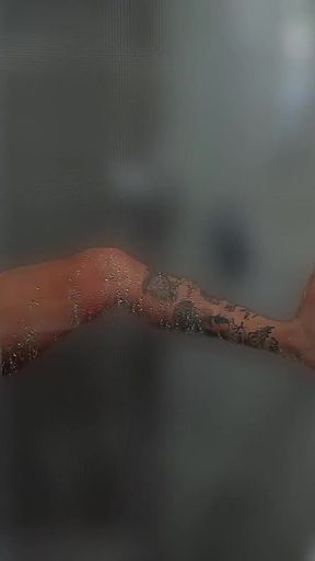 BRUNETTE BIG TITS TOUCHES IN THE BATHROOM AFTER GYM   Clip 2