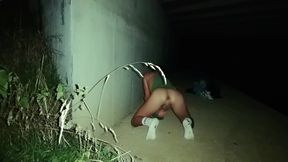 Twink Cums Under the Bridge After Cruising - Waiting Ass up