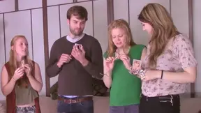 Three unlucky Strip High Card game losers must pleasure themselves