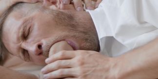 Dashing gay males in their mid 30s share immaculate anal bareback at home