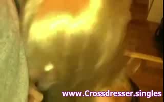 Crosdreser Blonde Giving A Very Hot Wet Blowjob Up Clos