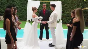 Bride gets absolutely destroyed by two groomsmen before walking down the fucking aisle