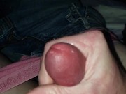 Jessie Pulls Down Her Jeans And Pink Thong To Squirt On The Bed