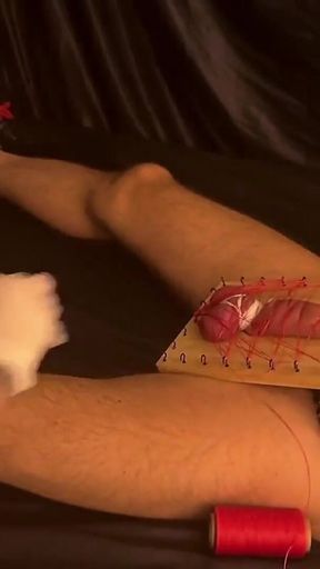 Birthday Celebration. CBT, Wood Board, Needles and Lit Candles