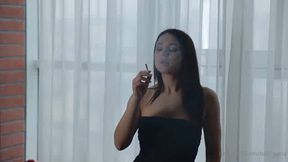girl thoroughly enjoying a cigarette