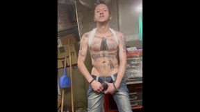 Beermunkie scorching milky garbage smoker jacks his thick jizz-shotgun while smoking