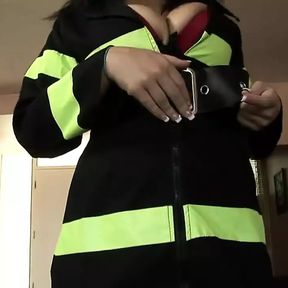 Natasha Strips Out of Her Firefighter Gear and Gets Fucked on the Couch,