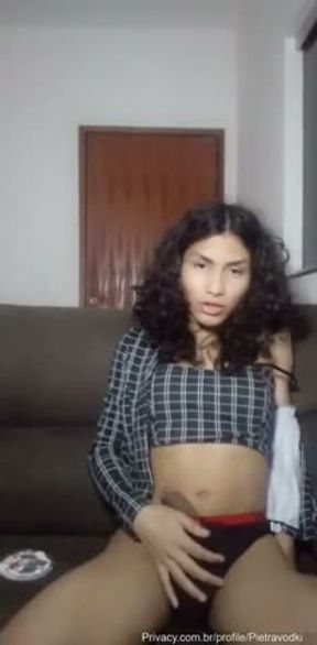 Latin teen black underwear cum