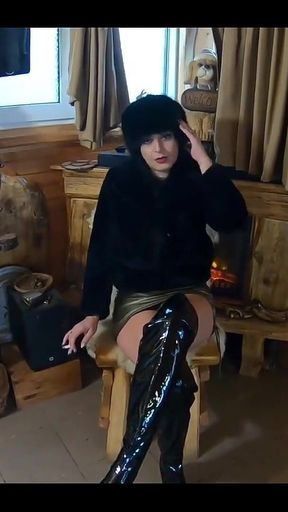 Milfycalla Deep Blow-job While Wearing Fur Coat and Shiny Boots 204